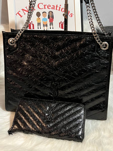 YSL crushed leather set with wallet (Limited)