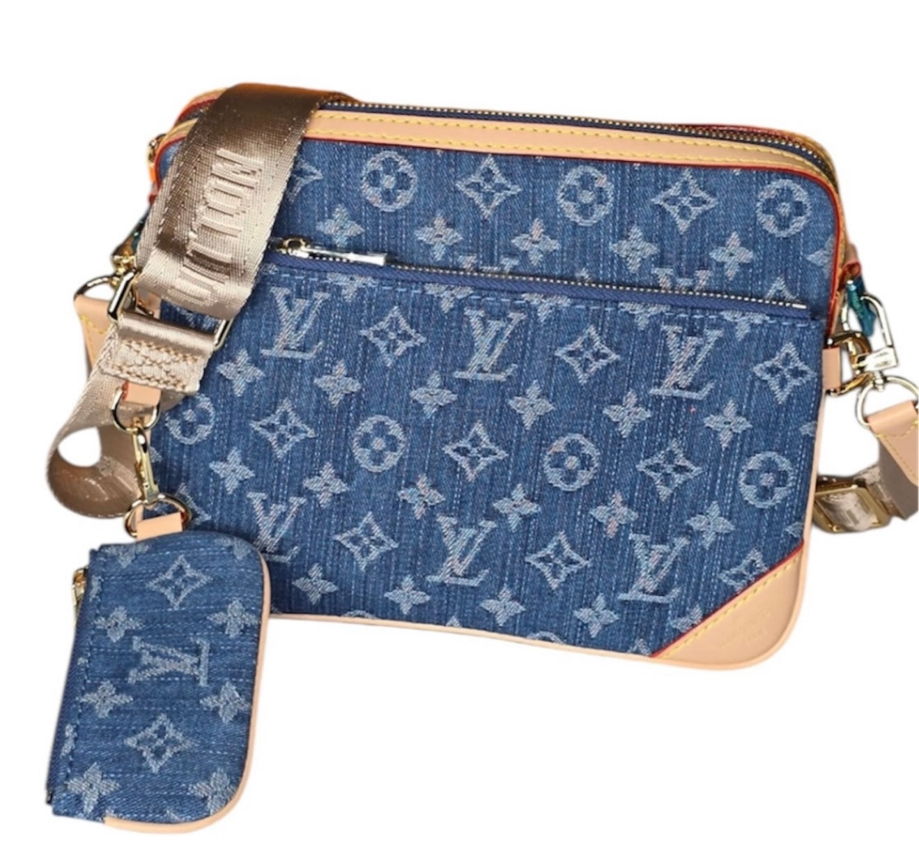 L Denim  Crossbody with Pouch