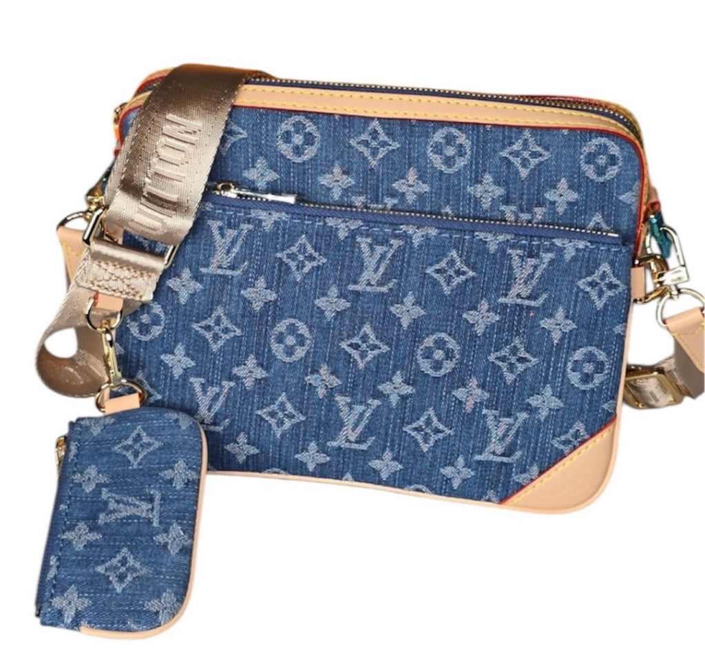 L Denim  Crossbody with Pouch