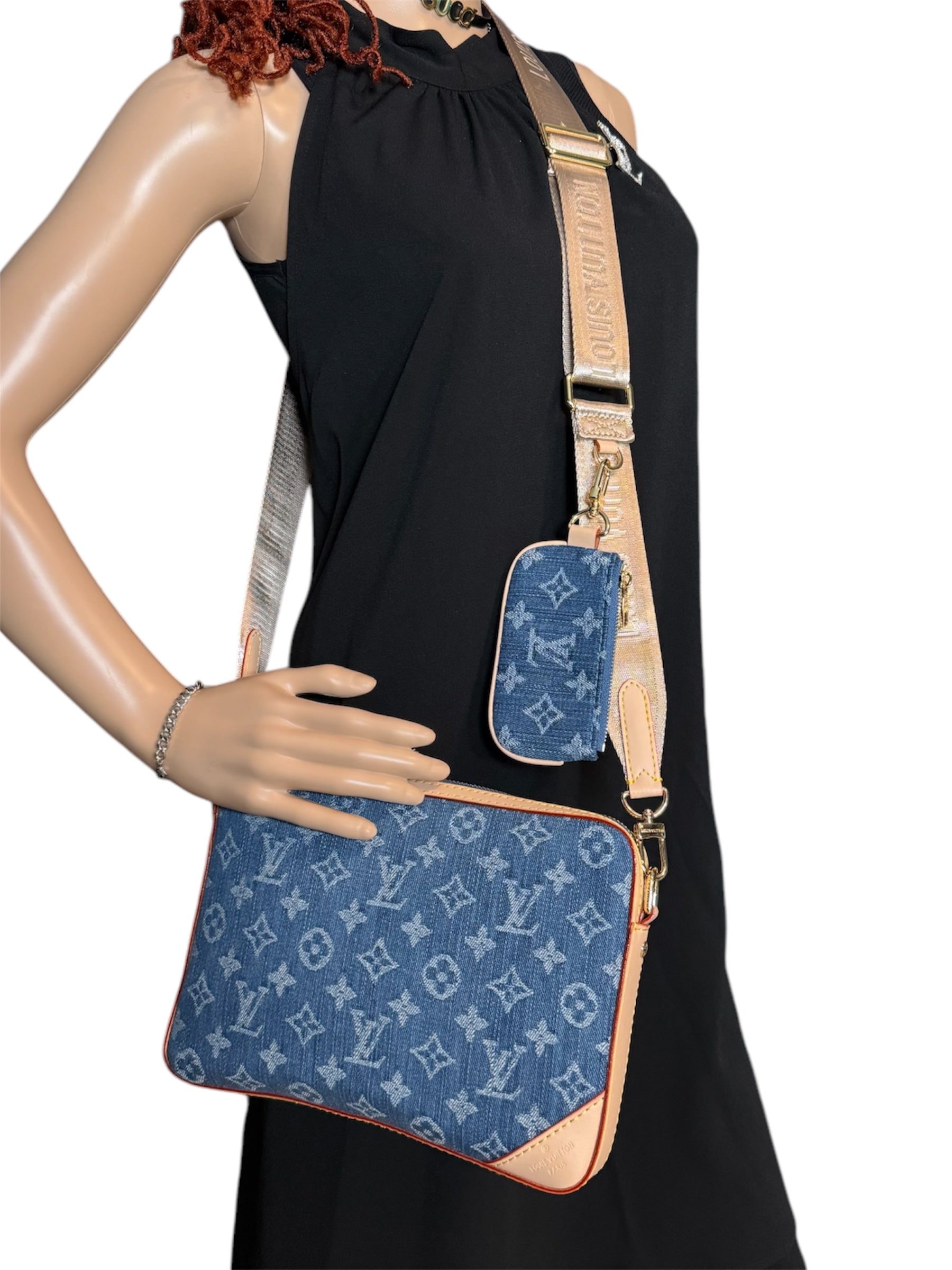 L Denim  Crossbody with Pouch