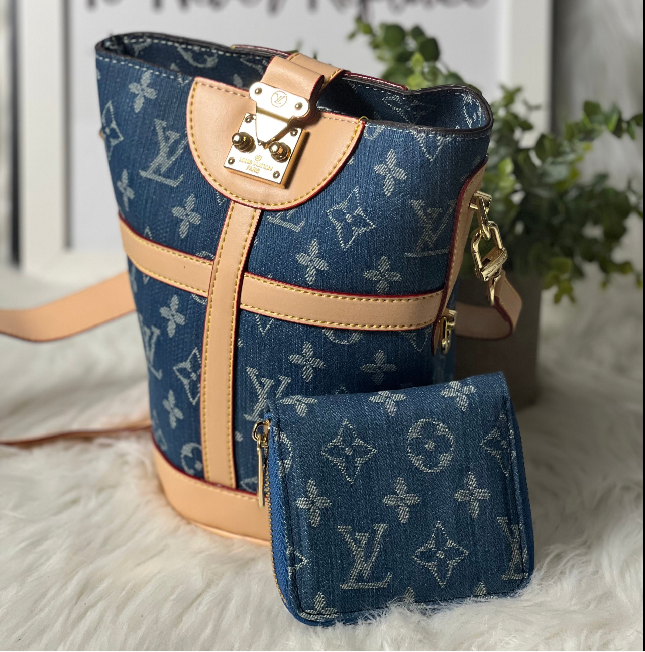 L-Denim Crossbody Set