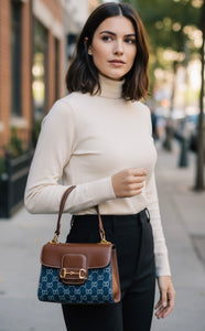 G Denim/Leather Crossbody