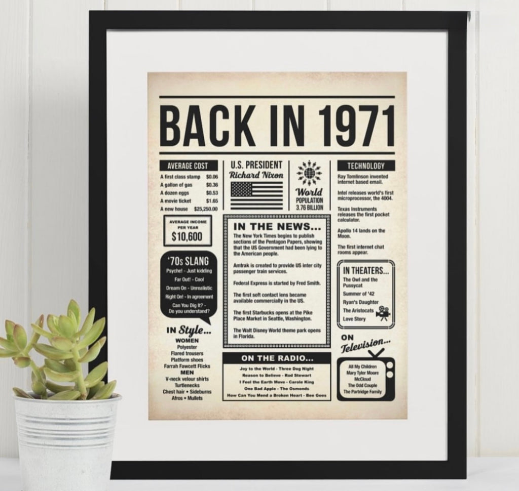 11 x 14  NewsPaper Clipping Matte & Framed (1971 available)- Custom Orders Only