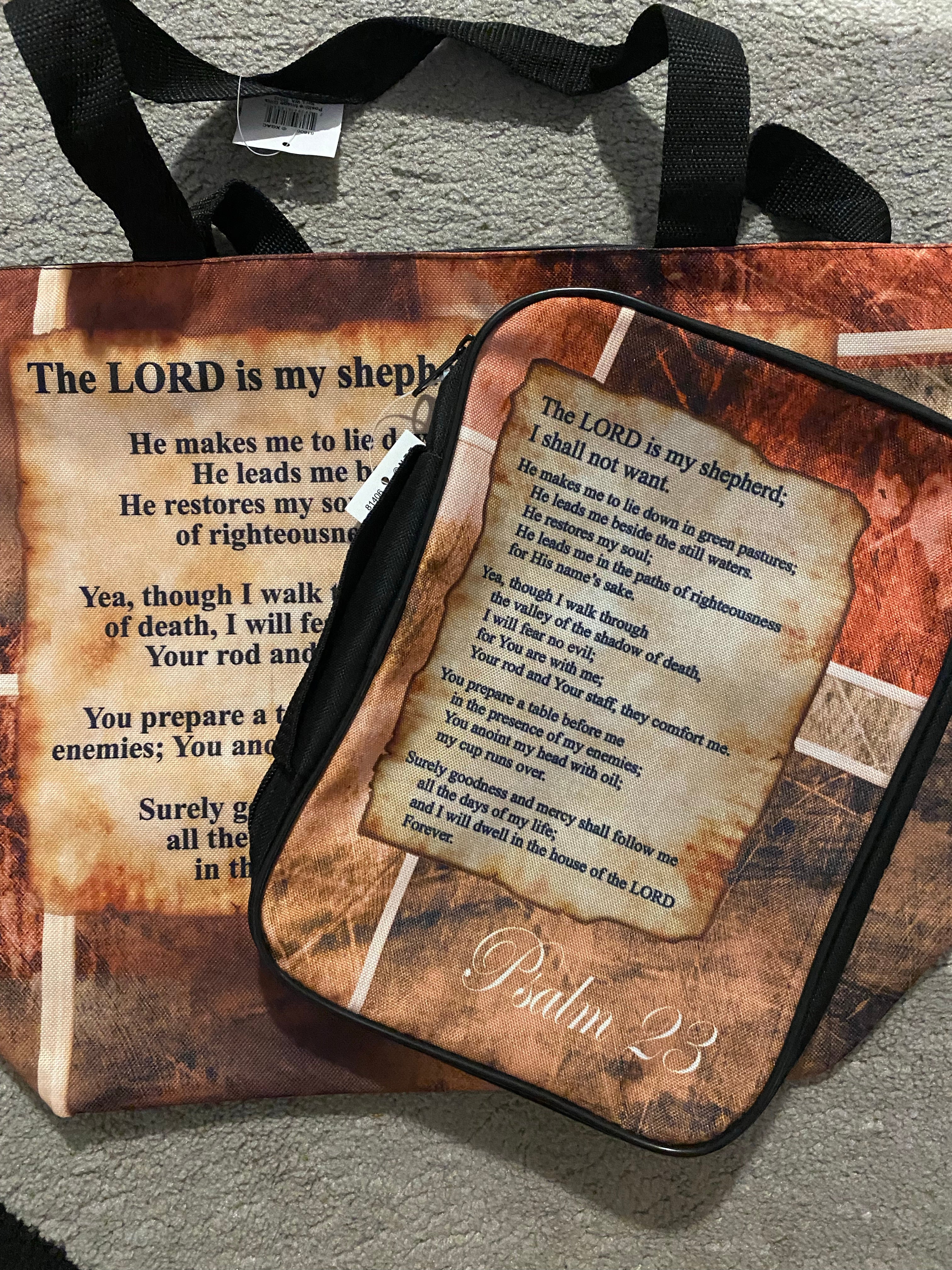 Spiritual tote bag and Bible cover set